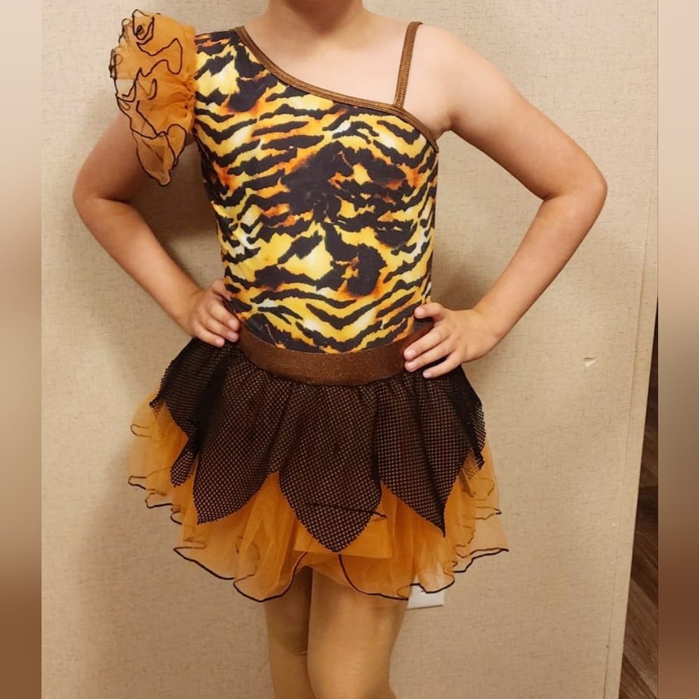 Girls Tutu Tiger Costume with Bow size 8